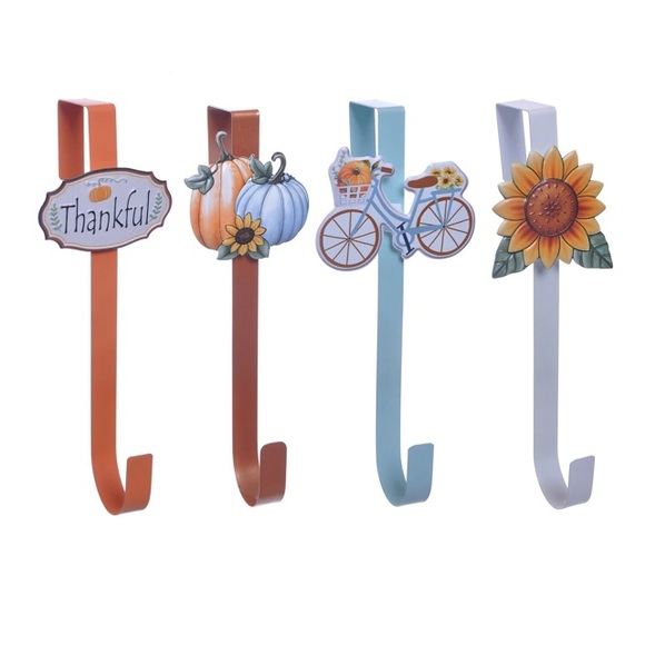 NWT- You Pick Decorative Wreath or Sign- Over the Door Metal Hanger 🎃🌻🚲🎃🎃 - Picture 1 of 6